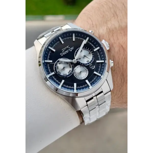 42 Mm Kadranı Lacivert Kordonu Gümüş Renk İç Göstergeleri Aktif Erkek Kol Saati