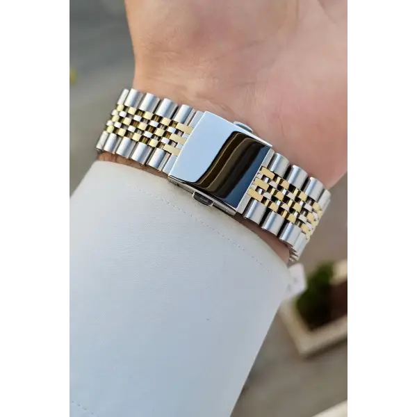 Kadranı Yeşil Kordonu Gold Gümüş Renk 40 Mm Erkek Kol Saati