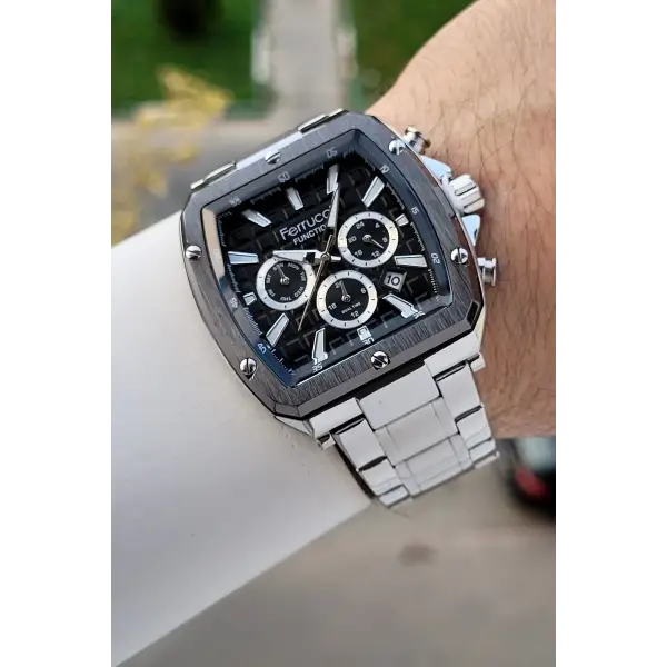 Kadranı Siyah Kordonu Gümüş Renk İç Göstergelri Aktif 40 Mm Erkek Kol Saati