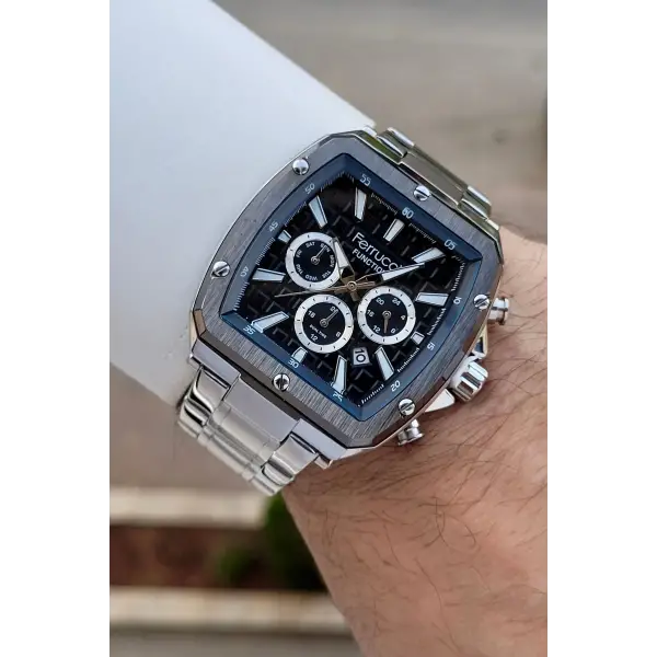 Kadranı Siyah Kordonu Gümüş Renk İç Göstergelri Aktif 40 Mm Erkek Kol Saati