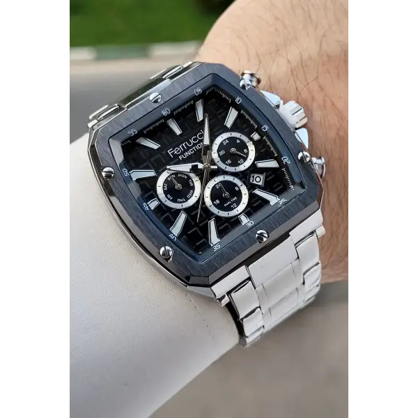 Kadranı Siyah Kordonu Gümüş Renk İç Göstergelri Aktif 40 Mm Erkek Kol Saati