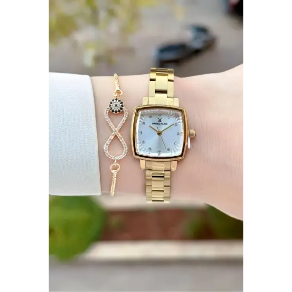 Gold Renk Kadın Kol Saati Ve Bileklik