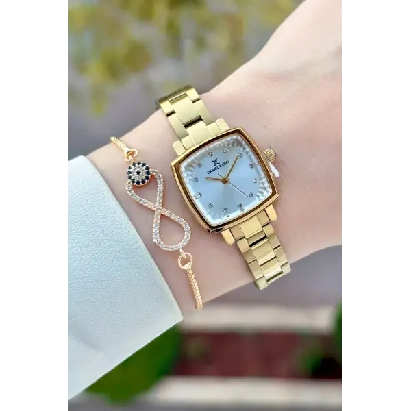 Gold Renk Kadın Kol Saati Ve Bileklik
