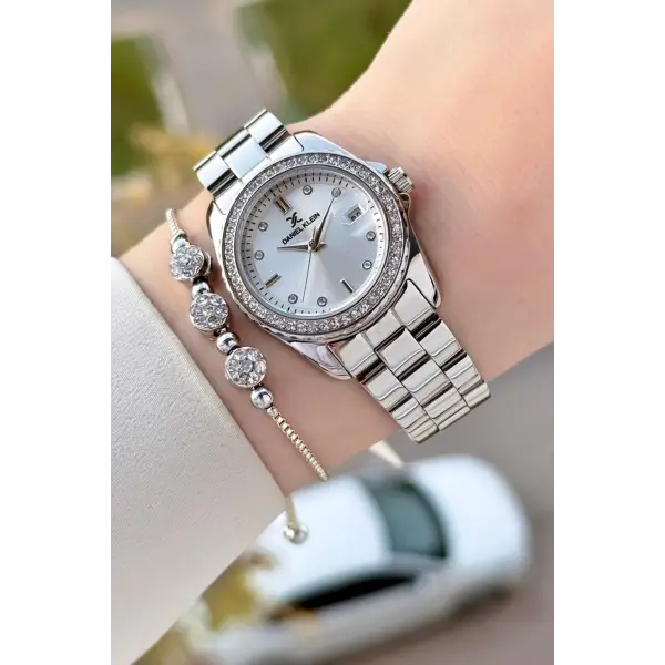 Gümüş Renk 30 Mm Kadın Kol Saati ve Bileklik