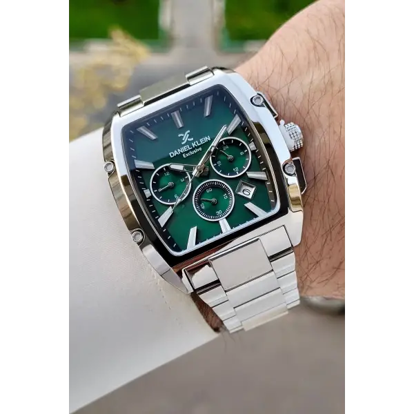 Kadranı Yeşil Kordonu Gümüş Renk İç Göstergeleri Aktif Erkek Kol Saati