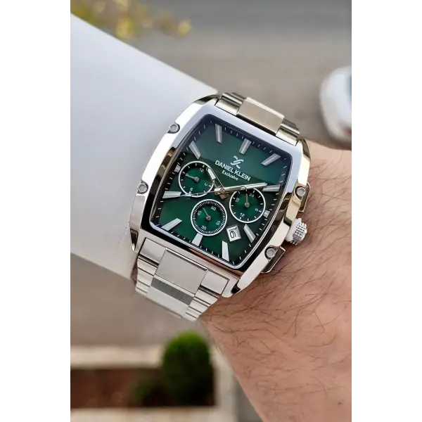 Kadranı Yeşil Kordonu Gümüş Renk İç Göstergeleri Aktif Erkek Kol Saati