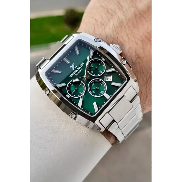 Kadranı Yeşil Kordonu Gümüş Renk İç Göstergeleri Aktif Erkek Kol Saati