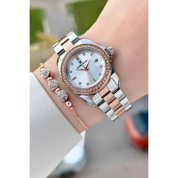 Rose Gümüş Renk 30 Mm Kadın Kol Saati ve Bileklik