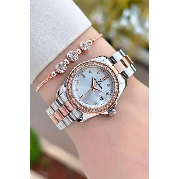 Rose Gümüş Renk 30 Mm Kadın Kol Saati ve Bileklik