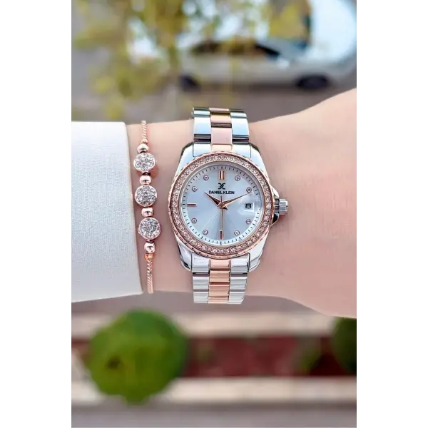 Rose Gümüş Renk 30 Mm Kadın Kol Saati ve Bileklik