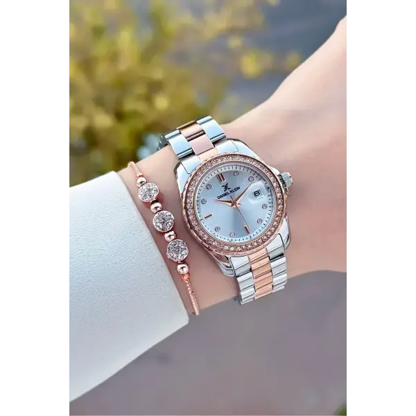 Rose Gümüş Renk 30 Mm Kadın Kol Saati ve Bileklik