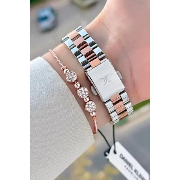 Rose Gümüş Renk 30 Mm Kadın Kol Saati ve Bileklik