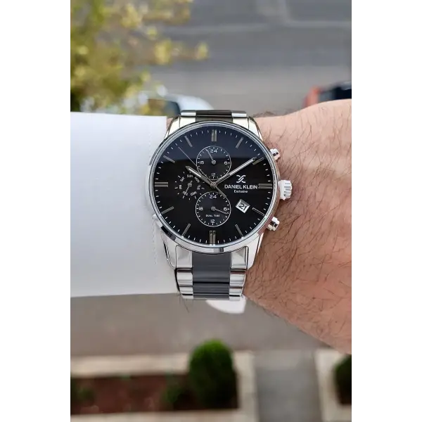 Gümüş Siyah Renk 42 Mm İç Göstergeleri Aktif Erkek Kol Saati