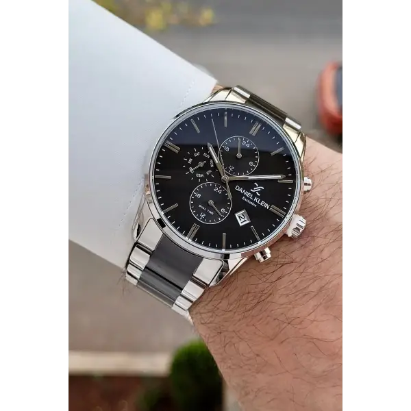 Gümüş Siyah Renk 42 Mm İç Göstergeleri Aktif Erkek Kol Saati