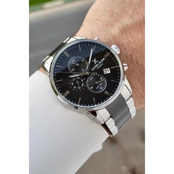 Gümüş Siyah Renk 42 Mm İç Göstergeleri Aktif Erkek Kol Saati