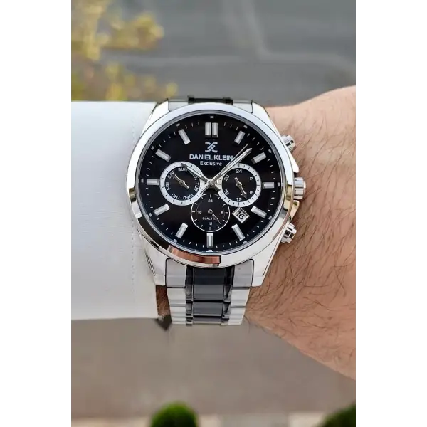 Gümüş Siyah Renk 43 Mm İç Göstergeleri Aktif Erkek Kol Saati