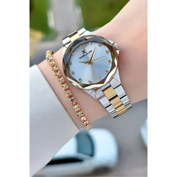 Gold Gümüş Renk 33 Mm Kadın Kol Saati ve Bileklik