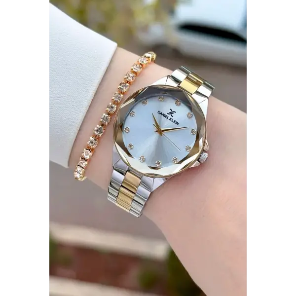 Gold Gümüş Renk 33 Mm Kadın Kol Saati ve Bileklik