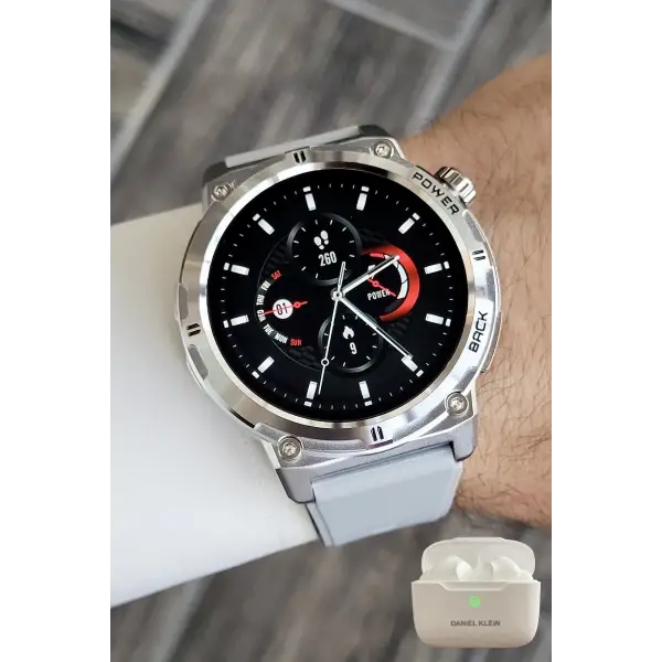 Gri Renk Android/ios Uyumlu Akıllı Saat ve Bluetooth Kulaklık