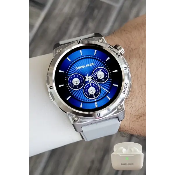 Gri Renk Android/ios Uyumlu Akıllı Saat ve Bluetooth Kulaklık