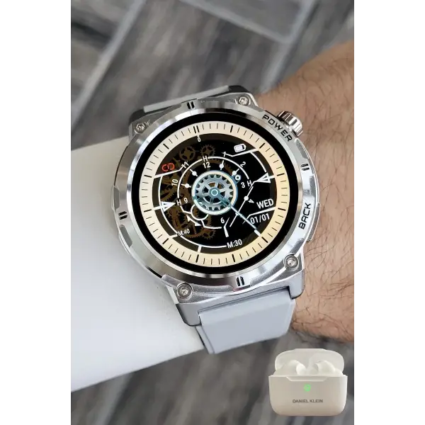 Gri Renk Android/ios Uyumlu Akıllı Saat ve Bluetooth Kulaklık