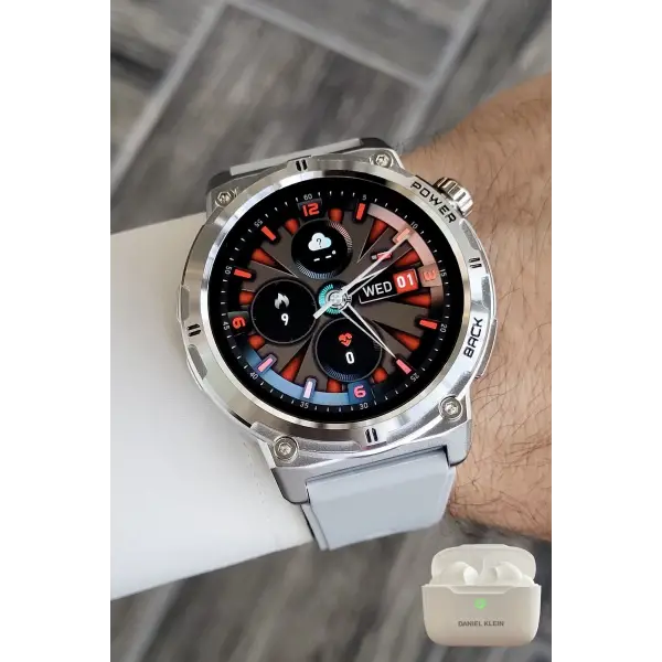 Gri Renk Android/ios Uyumlu Akıllı Saat ve Bluetooth Kulaklık