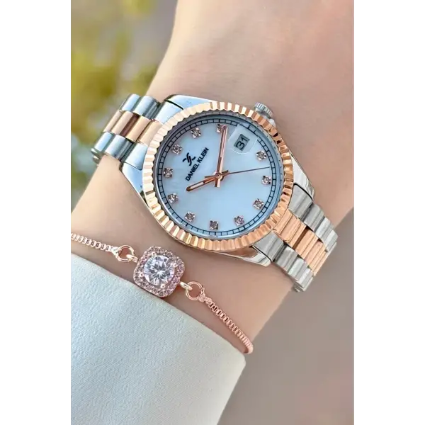 Rose Gümüş Renk 33 Mm Kadın Kol Saati ve Bileklik