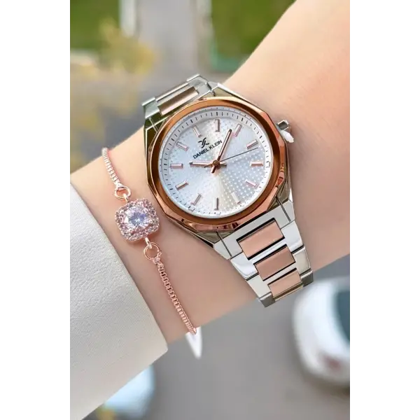 Rose Gümüş Renk 33 Mm Kadın Kol Saati ve Bileklik