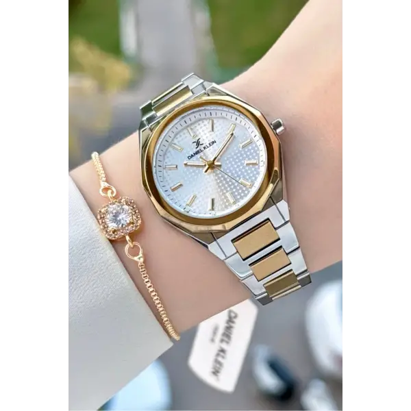 Gold Gümüş Renk 33 Mm Kadın Kol Saati ve Bileklik