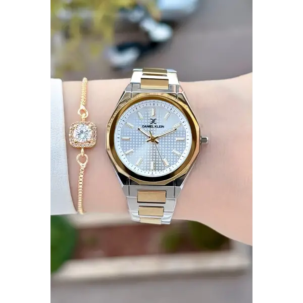 Gold Gümüş Renk 33 Mm Kadın Kol Saati ve Bileklik