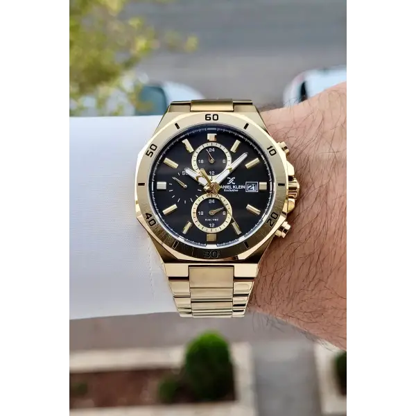 Kadranı Siyah Kordonu Gold Renk 42 Mm İç Göstergeleri Aktif Erkek Kol Saati