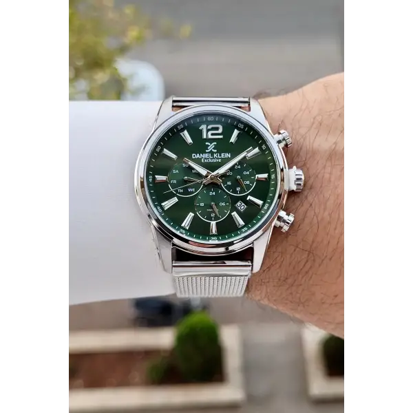 Kadranı Yeşil Kordonu Gümüş Renk 43 Mm İç Göstergeleri Aktif Erkek Kol Saati