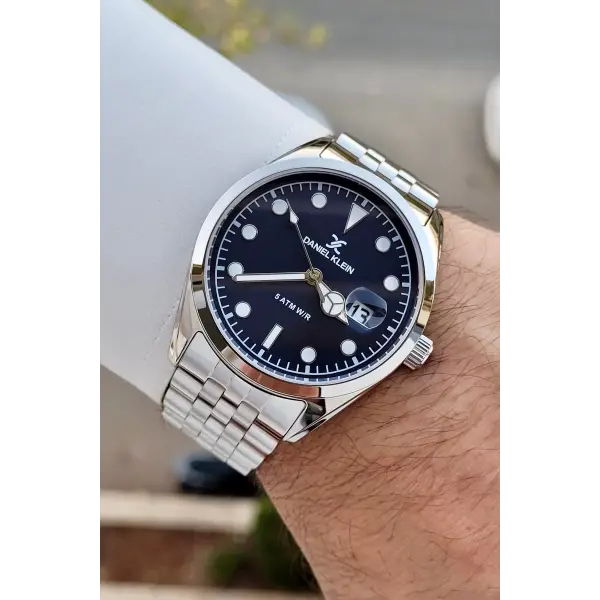 Kadranı Lacivert Kordonu Gümüş Renk İç Göstergeleri Aktif Hediye Paketli Erkek Kol Saati