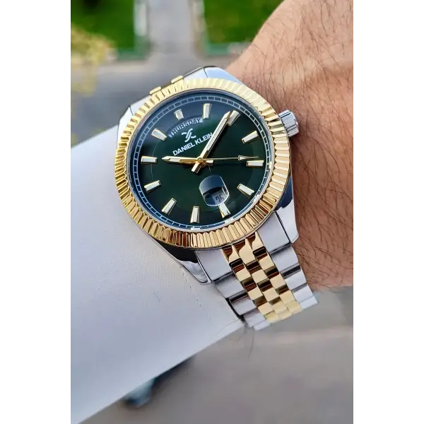 Kadranı Yeşil Kordonu Gold Gümüş Renk 42 Mm İç Göstergeleri Aktif Erkek Kol Saati