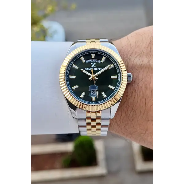 Kadranı Yeşil Kordonu Gold Gümüş Renk 42 Mm İç Göstergeleri Aktif Erkek Kol Saati