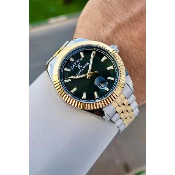 Kadranı Yeşil Kordonu Gold Gümüş Renk 42 Mm İç Göstergeleri Aktif Erkek Kol Saati