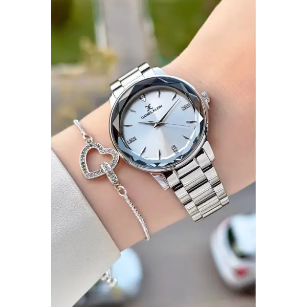 Gümüş Renk 34 Mm Kadın Kol Saati ve Bileklik