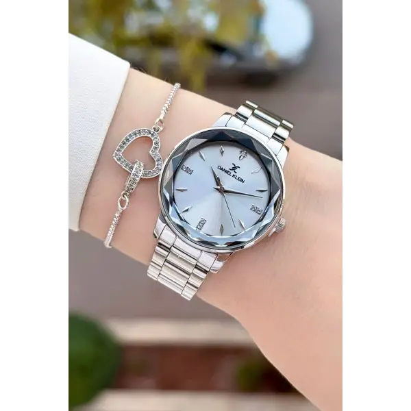Gümüş Renk 34 Mm Kadın Kol Saati ve Bileklik