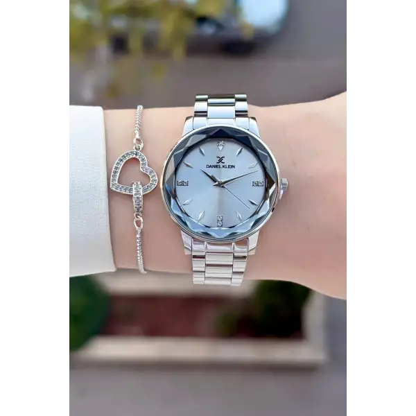 Gümüş Renk 34 Mm Kadın Kol Saati ve Bileklik