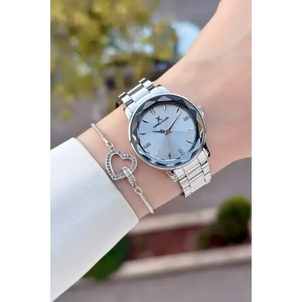 Gümüş Renk 34 Mm Kadın Kol Saati ve Bileklik