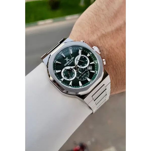 Kadranı Yeşil Kordonu Gümüş Renk 43 Mm İç Göstergeleri Aktif Erkek Kol Saati