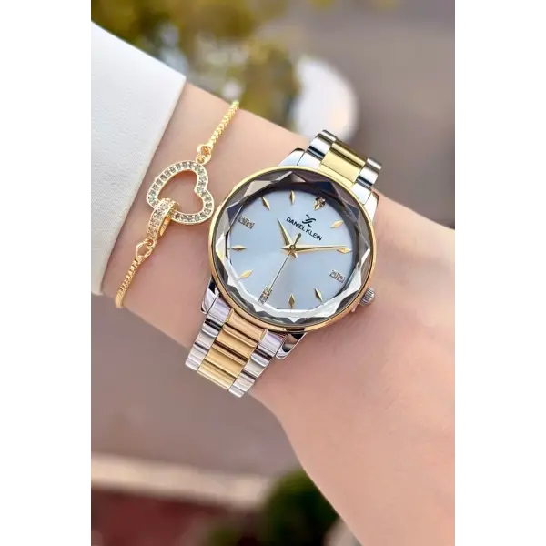 Gold Gümüş Renk 34 Mm Kadın Kol Saati ve Bileklik