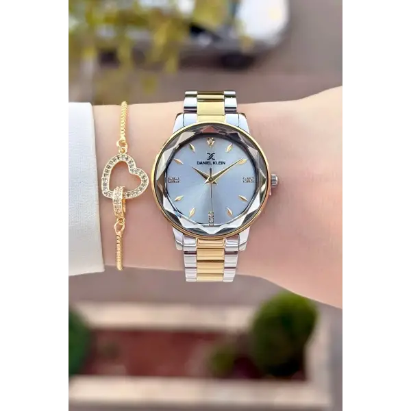 Gold Gümüş Renk 34 Mm Kadın Kol Saati ve Bileklik