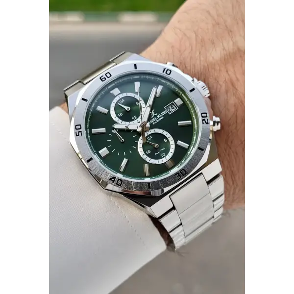 Kadranı Yeşil Kordonu Gümüş Renk 42 Mm İç Göstergeleri Aktif Erkek Kol Saati