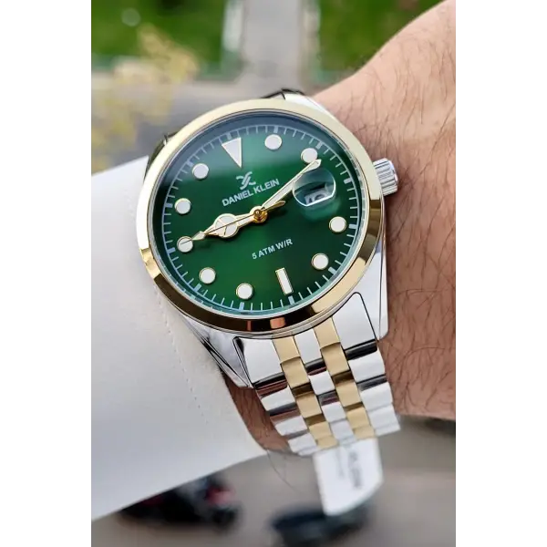 Kadranı Yeşil Kordonu Gold Gümüş Renk İç Göstergeleri Aktif Hediye Paketli Erkek Kol Saati