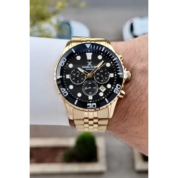 Kadranı Siyah Kordonu Gold Renk 44 Mm İç Göstergeleri Aktif Erkek Kol Saati