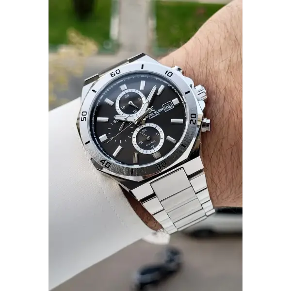 Kadranı Siyah Kordonu Gümüş Renk 42 Mm İç Göstergeleri Aktif Erkek Kol Saati