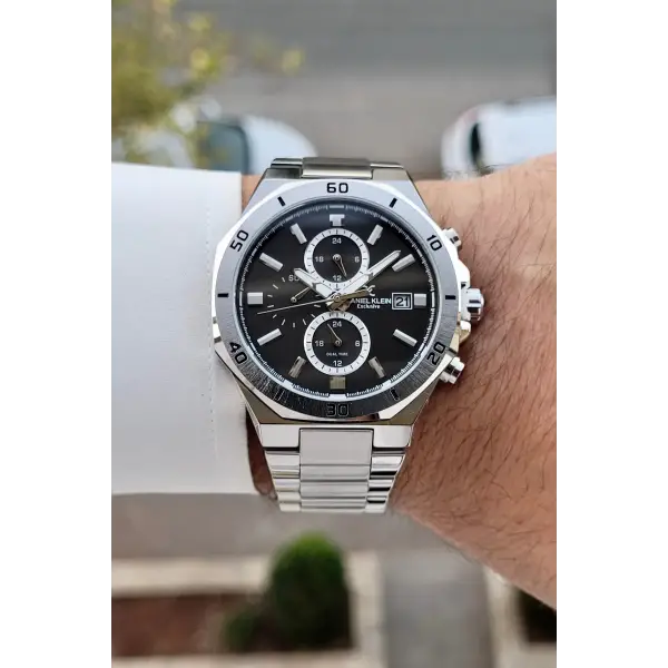 Kadranı Siyah Kordonu Gümüş Renk 42 Mm İç Göstergeleri Aktif Erkek Kol Saati