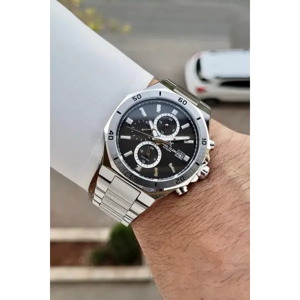 Kadranı Siyah Kordonu Gümüş Renk 42 Mm İç Göstergeleri Aktif Erkek Kol Saati