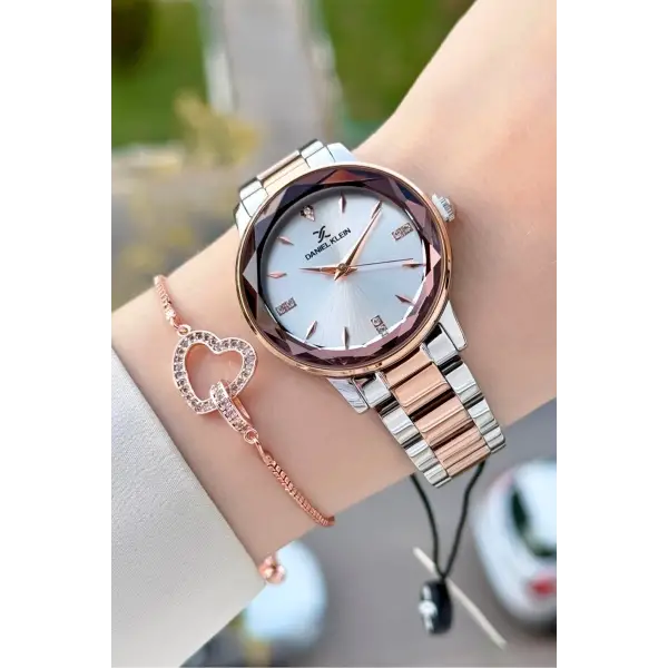 Rose Gümüş Renk 34 Mm Kadın Kol Saati ve Bileklik